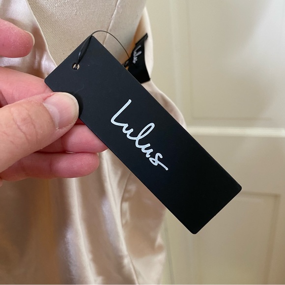 Lulu’s Satin Cowl Neck Cami Tank Top Beige Fly Open Back Hold Onto Love XL NWT - Picture 12 of 16